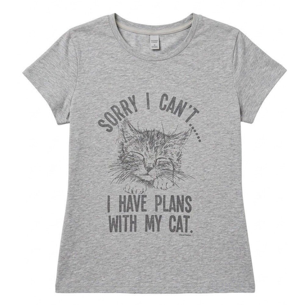 Hiclol Grey Graphic Tee Shirt Sorry I Can’t I Have Plans With My Cat Size XL